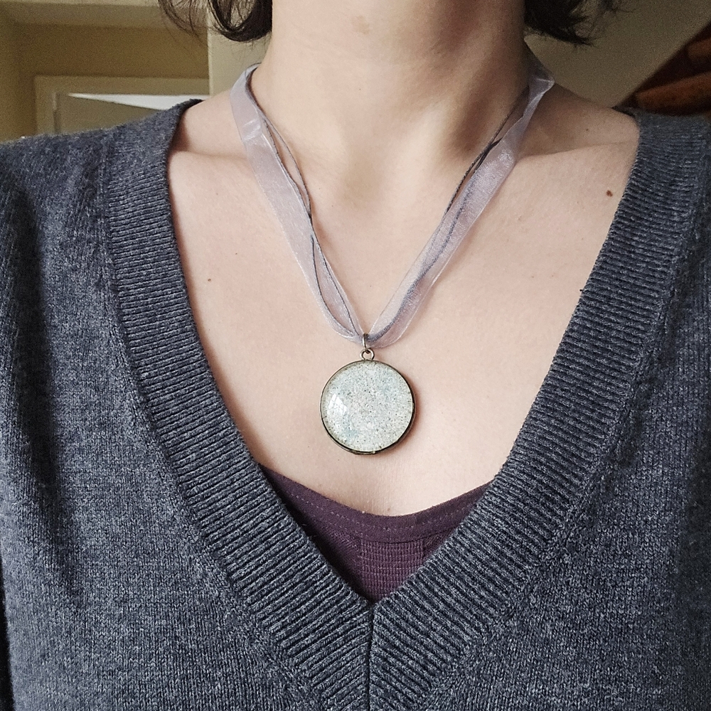 Handmade Sand Cast Neutral Tree of Life Ribbon Necklace